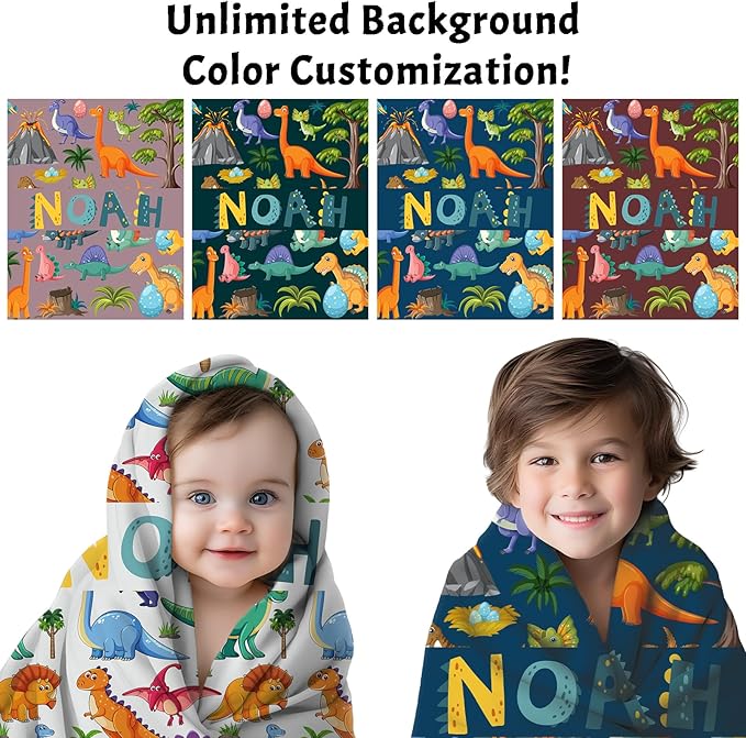 Personalized Baby Blankets, Customized Easter Blanket for Kids, Personalized Dinosaur Baby Blanket with Name, Custom Easter Baby Blanket for Boys, Girl & Kids, Baby Boy Newborn Soft