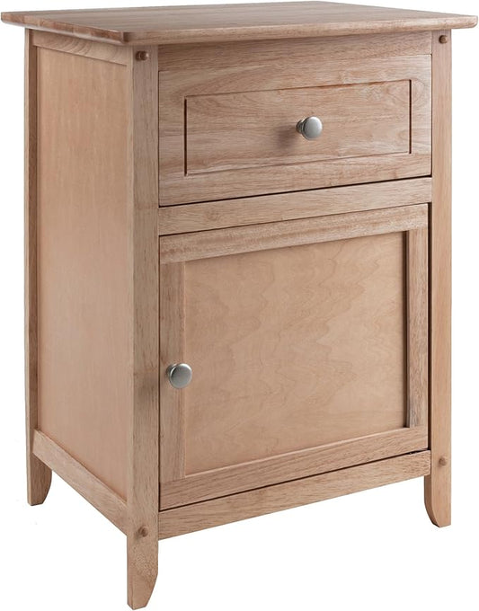 Multifunctional Wood End Table: Versatile Design, Natural Finish, Satin Nickel Knobs