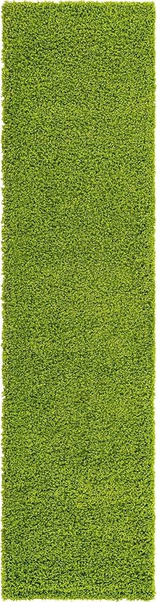 Unique Loom Solid Shag Collection Area Rug (2' 7" x 10' Runner Grass Green)