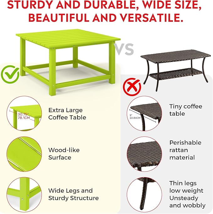 Costaelm Outdoor Kids Table, Toddler Dinner Table Baby Desk Outdoor Childrens Party Tables for Arts & Crafts, Snack Time, Multi-Activity Desk for Ages 2-8 in Classroom/Outside, Lime