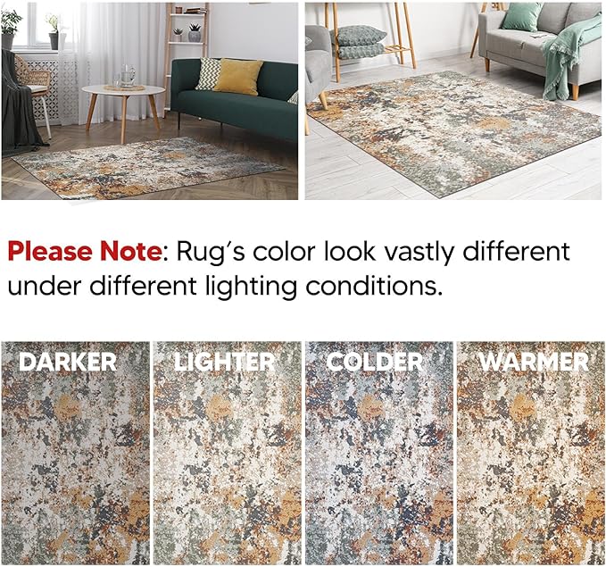 Keen Home Design Area Rugs - 2x16 Non-Shedding, Abstract Rugs for Kitchen, Living Room, Bedroom, Dining Room, Entryway - Size: 2'8" x 16', Multi