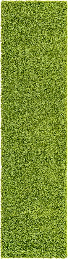 Unique Loom Solid Shag Collection Area Rug (2' 7" x 10' Runner Grass Green)