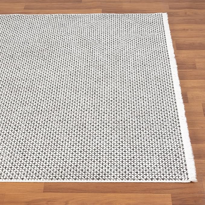 LUXE WEAVERS Solid Machine Woven White Dark Gray 9x12 Area Rug, Indoor Stain-Resistant Carpet