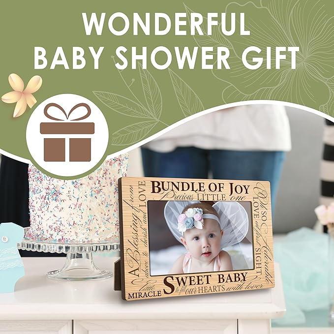 First Christmas Baby Picture Frame - Sweet Baby Gender Reveal Decorations and Baptism Gifts for New Mom Grandparent Pregnancy Announcement Newborn Nursery 4 X 6 Inch Picture Frame - A09