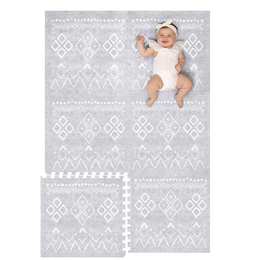 Lillefolk Baby Play Mat for Floor – 4x6ft Gray | Soft Non Toxic Premium EVA Foam Tiles for Tummy Time, Crawling & Playroom – Waterproof Interlocking Floor Mat for Babies & Toddlers (6 Tiles)