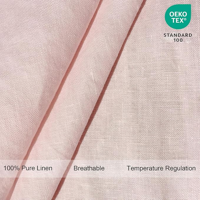 100% French Linen Pillowcase Ruffles Pillow Cover King Queen Twin 1 pcs (Queen, Pink)