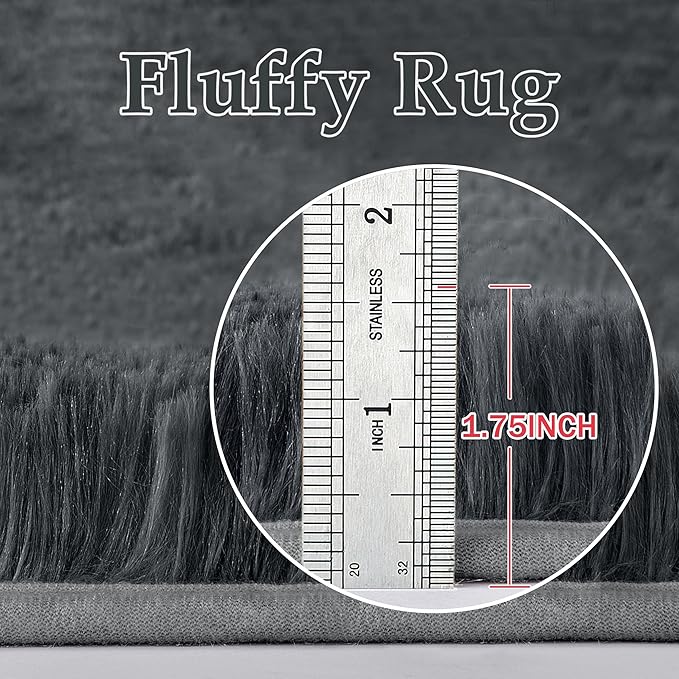 5x7 Area Rug for Living Room, Modern Grey Super Shag Shaggy Soft Washable Indoor Fuzzy Carpet Non-Slip Fluffy Rugs for Bedroom Home Aesthetic Decor