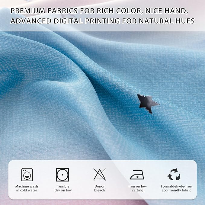 XiDi Kids Curtains 45 Inch Length for Girls Bedroom 2 Panels Blackout Short Curtains for Kids Nursery Room Darkening Window Drape Unicorn Princess Theme Decor Grommet Top Pink/Purple/Blue 42x45