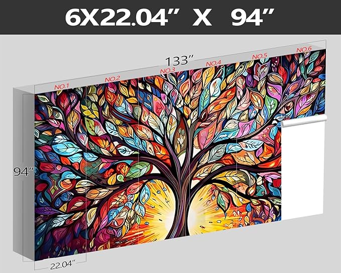 XMPMBM-Vintage Abstraction Art Forest backsplash Large Decorative Wallpaper Colorful Graffiti Tree Bedroom Bathroom Wall Mural- W 132" X H 92"（93 Square Foot）
