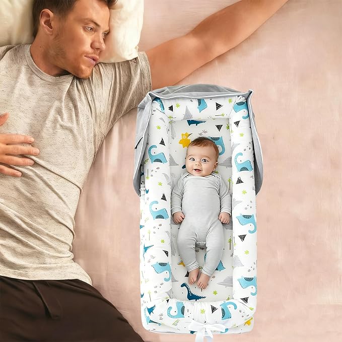 Baby Lounger Play Mat for Tummy Time,Baby Lounger for Newborn Awake-Time Pad,Portable Newborn Babies Essentials Gifts 0-24 Months Home or Travel (Long Necked Dragon)