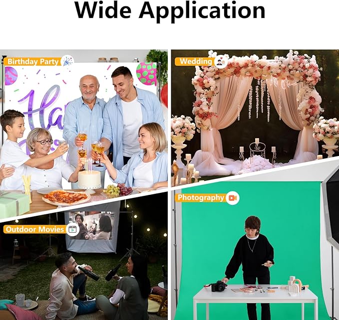 Green Screen Backdrop with Stand, 5x6.5ft Adjustable Photo Backdrop Stand with Flat Base, 4 Clamps and Backdrop for Meeting, Photography, Parties (5x8.5ft)