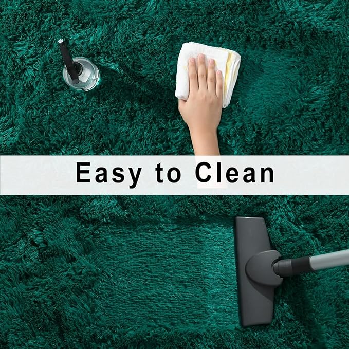 Merelax Fluffy Shaggy Small Area Rug, Deep Green 2x4 Runner Rugs for Fireplace Christmas Decor, Mini Fuzzy Plush Throw Rug, Soft Non-Slip Entryway Shag Catpet for Livingroom Holiday Home Aesthetic