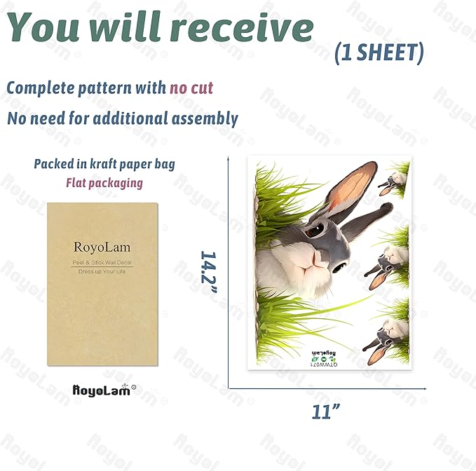 Baby Bunny Rabbit Wall Decals Removable Animal Vinyl Stickers for Nursery Kids Bedroom and Playroom Decor Peel and Stick Wall Art