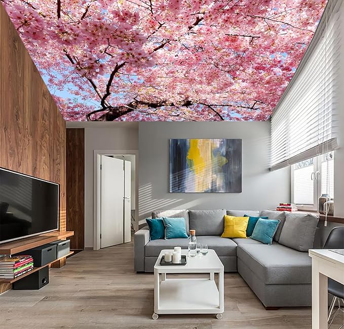 AFZEVEB-Pink Flower Wallpaper Natural Landscape Floral Wall Mural for Bedroom 159"x107"(Not Peel and Stick)