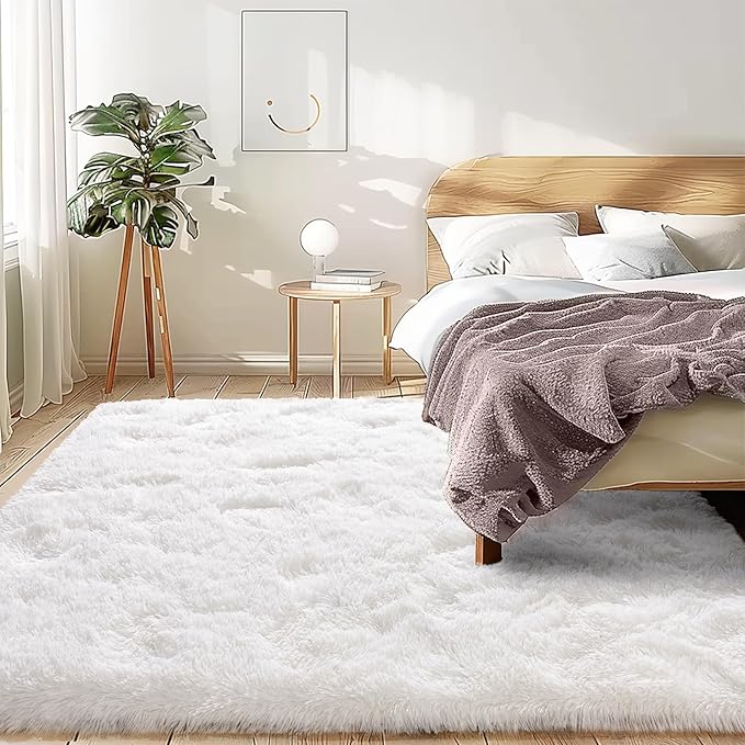 8x10 Carpet Fluffy Rug for Living Room - Large Nursery Thicked Fuzzy Plush Rug for Bedroom 8x10 Area Rugs White