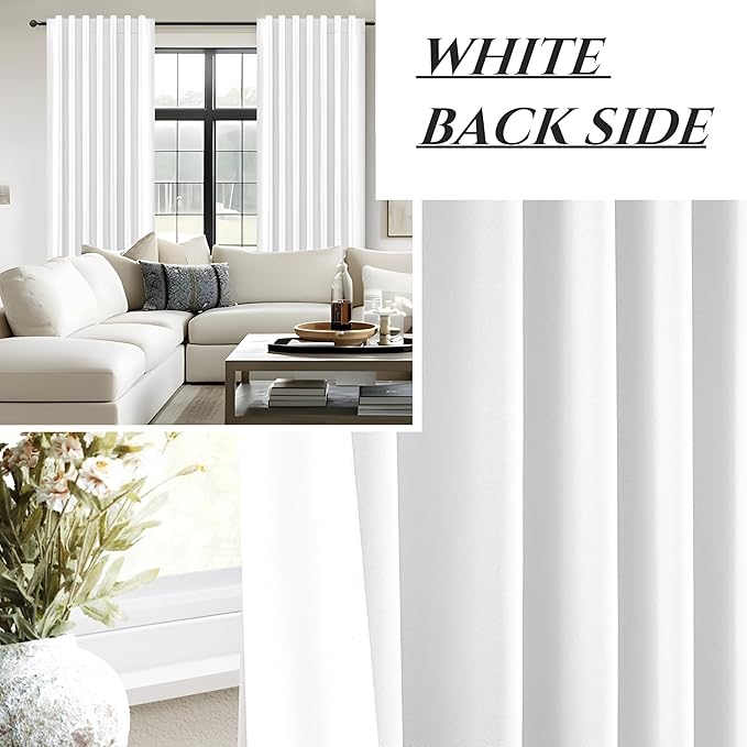 BrightWhite 120 Inch Curtains High Ceiling Tall Curtains for Living Room Long Large Window Drapes 120 Length/10 ft Heat Insulated Summer Luxury Bohemian Blackout Curtains Cottage (W50 xL120 2Panels)