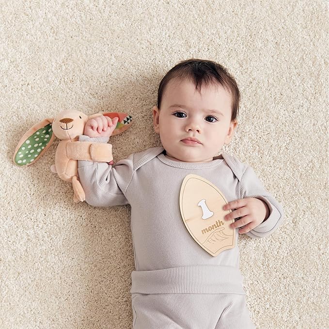 Wooden Surfboard Baby Monthly Milestone Sign, 1–12 Month Photo Prop Set, Beach Wave Design Neutral Nursery Decor, Newborn Growth Tracker Keepsake