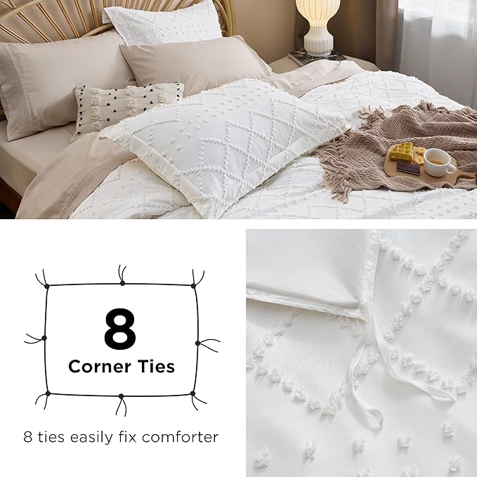 Bedsure Boho Duvet Cover King Size, Mineral Blue Breathable & Soft Boho Bedding, Machine Washable Comforter Cover for All Seasons, Includes 1 Duvet Cover 104"x90" with 2 Pillow Shams & Zipper Closure