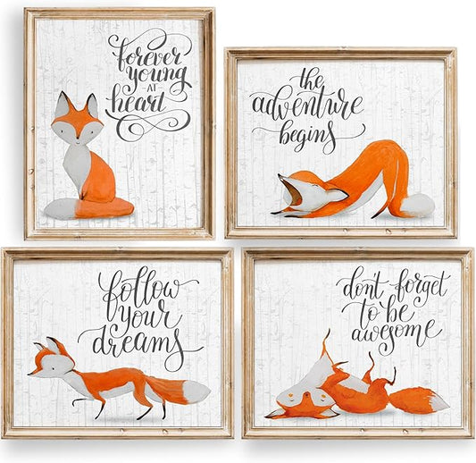 Fox Art Prints (Set of 4) - Unframed - 11X14s | Wall Decor to Bring Nature's Charm Indoors | A Stunning Addition to Any Art Lover's Collection | Home Office Decor | Living Room Decor