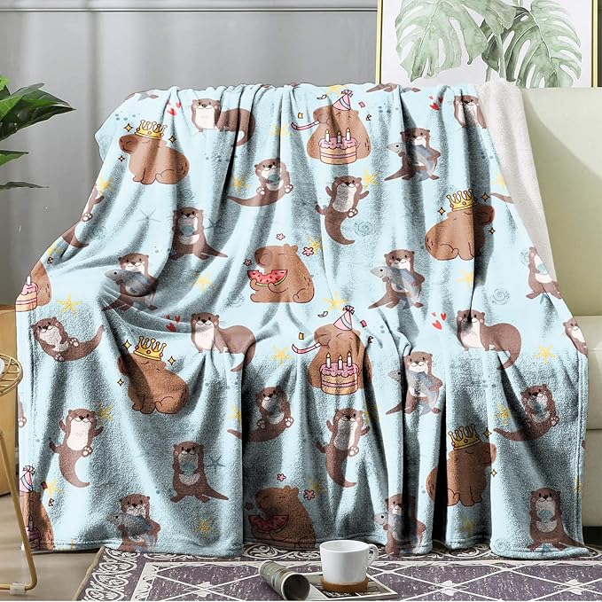 Ultra Soft Fleece Blanket- Lightweight & Warm Throw Blanket for Couch, Cozy Plush Sherpa Blanket for Adults Kids, Durable & Easy Care (Capybara Otter, 40x50 in)
