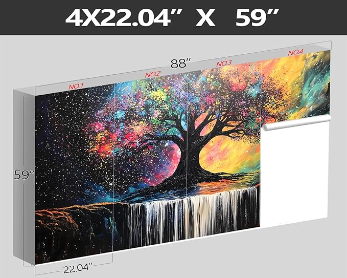 XMPMBM-Tree of Life Forest backsplash Large Decorative Wallpaper Colorful Graffiti Tree Waterfall Bedroom Bathroom Wall Mural- W 88" X H 59"（36 Square Foot）