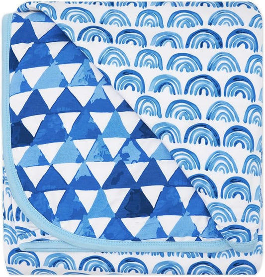 Little Sleepies Cloud Blanket, Soft Viscose from Bamboo Toddler & Baby Blanket for Boys & Girls, Lightweight, Perfect for Hot Sleepers, 50" x 50", Large (Blue Rainbows)