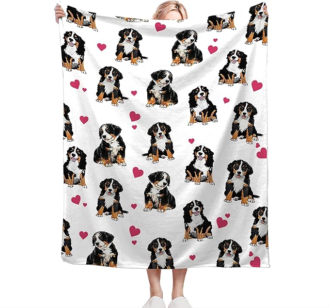 Bernese Mountain Dog Blanket Bernese Mountain Dog Gifts and Decor Cute Dog Throw Blanket Dog Blanket for Girls Women Kids Adults Soft Warm Cozy Fleece Blanket for Couch Sofa Bed 60"x50"