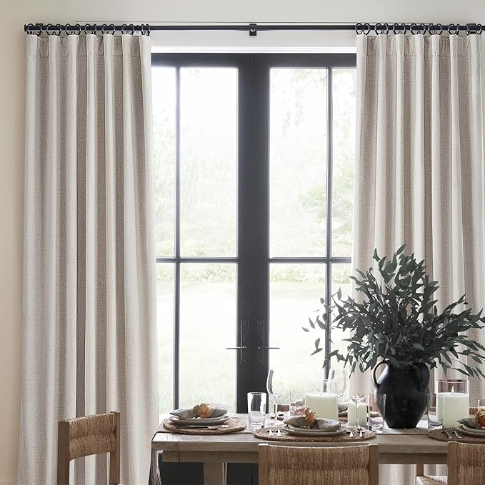 Room Darkening Curtains 72 Inches Long 2 Panels Burg, Rich Linen Heavy Insulated Bay Window Curtains Modern Neutral Drapes for Bedroom/Cabin/Kitchen (W50" x L72"Tall) 6FT Length Back Tab/Hook Belt