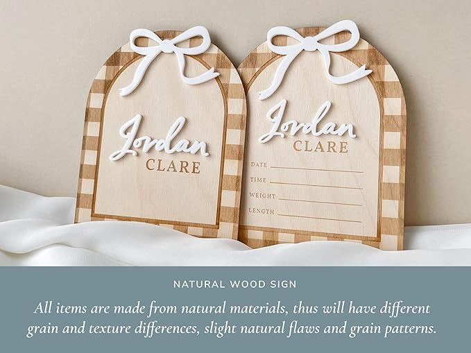 Personalized Baby Name Hospital Announcement Sign, Wooden Arch Design with 3D Letters, Nursery Room Decor
