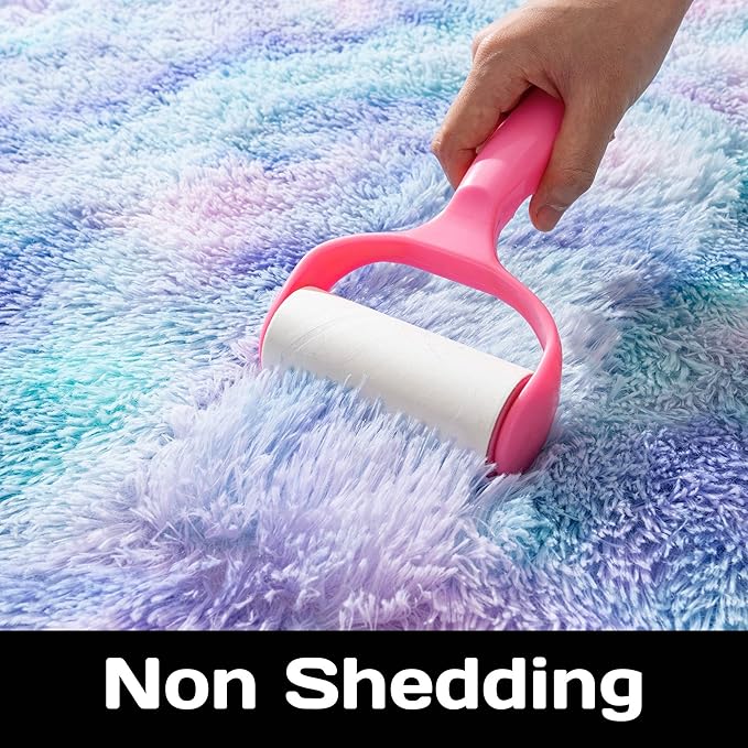 Round Fluffy 5FT Tie-dye Blue - Super Soft Circle Rug for Kids Room - Shaggy Circular Rug for Nursery - Furry Carpet for Boys Girls Room