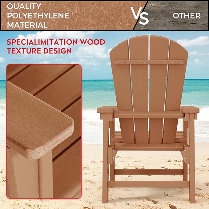 Costaelm Paradise Kids 5-Piece HDPE Outdoor Patio Round Dining Table and Chairs Set, Teak
