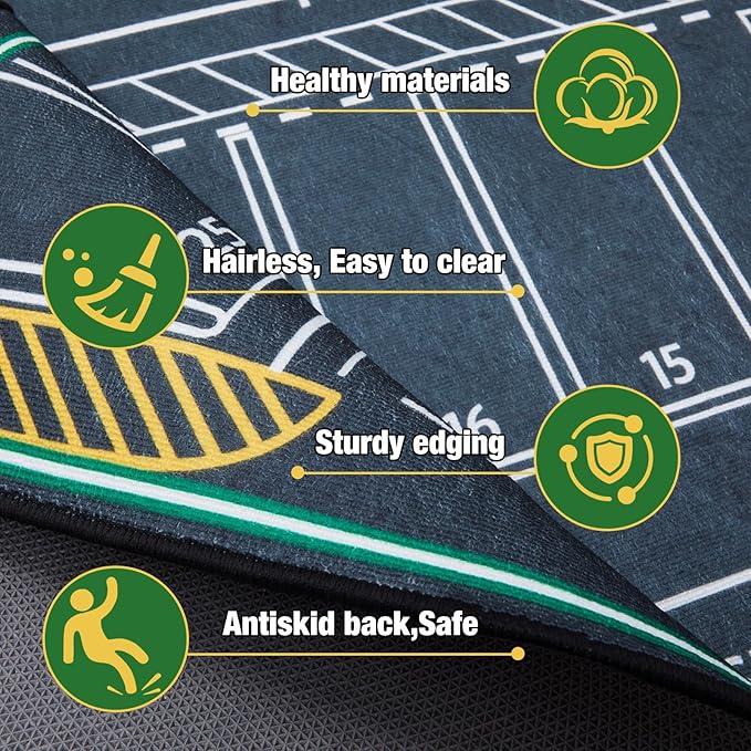 Tinideya Kids Carpet Playmat Rug Player Car Rug, 5x7 ft Traffic Map Mat Educational Game Area for Toddler Children Playroom Classroom Bedroom (Parking, Green)