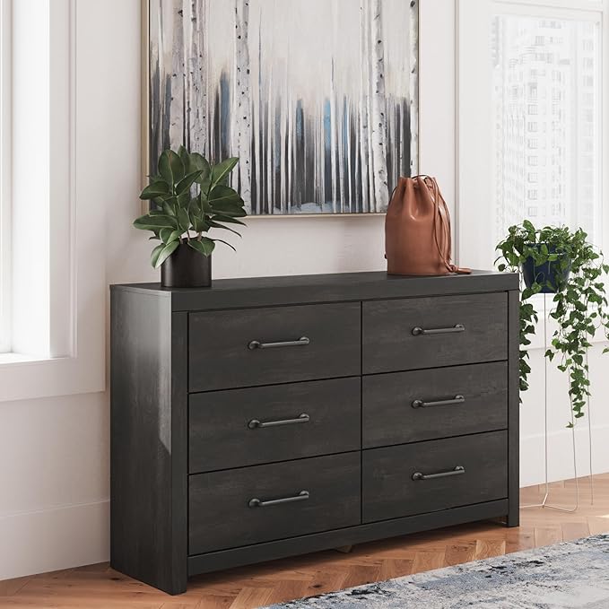Signature Design by Ashley Delmorta Rustic 6-Drawer Dresser with Safety Stop, Gray