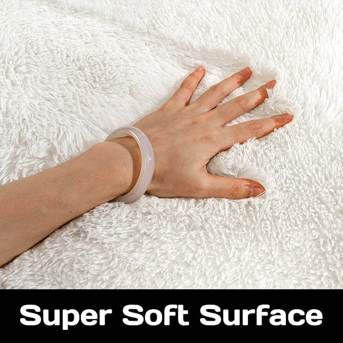 Round Fluffy Cream Rug - 4FT Super Soft Circle Shaggy Plush Fuzzy Furry Carpet for Kids & Nursery