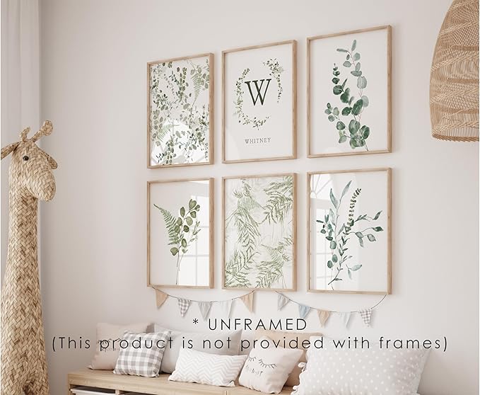 Personalized Name Flower Nursery Wall Art Prints, Crib & Nursery décor, Newborn Baby Girl Gift Present, Floral Baby Girl Room Pictures, Poster For Baby And Kids (6 Prints, Flower 4)