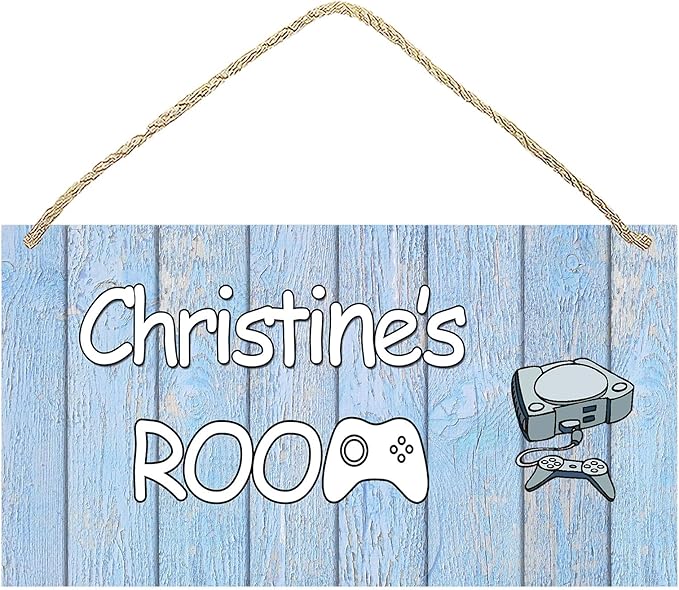 Personalized Name's Blue-background game console decor Nursery Kid's Children's Girls Bedroom Door Sign Wood Plaque Sign Wall Decor Gift
