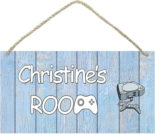 Personalized Name's Blue-background game console decor Nursery Kid's Children's Girls Bedroom Door Sign Wood Plaque Sign Wall Decor Gift