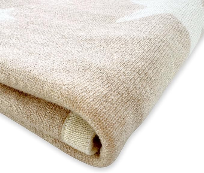Jet&Bo BABY 100% Cashmere Baby Blanket ‘Shining Star' Design - Plush Double-Sided 32” x 40” - Ultra Soft, Hypoallergenic & Temperature Regulating – Gift Box and Card Included