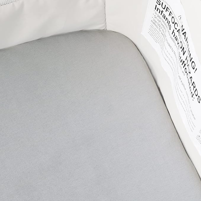 Bassinet Sheets Fit for Rectangle, Hourglass or Oval Bassinet Mattress, Universal Fitted Sheet Set for Various Bassinet Mattress Pad, 2 Pack, Ultra Soft Microfiber Sheets, Gray