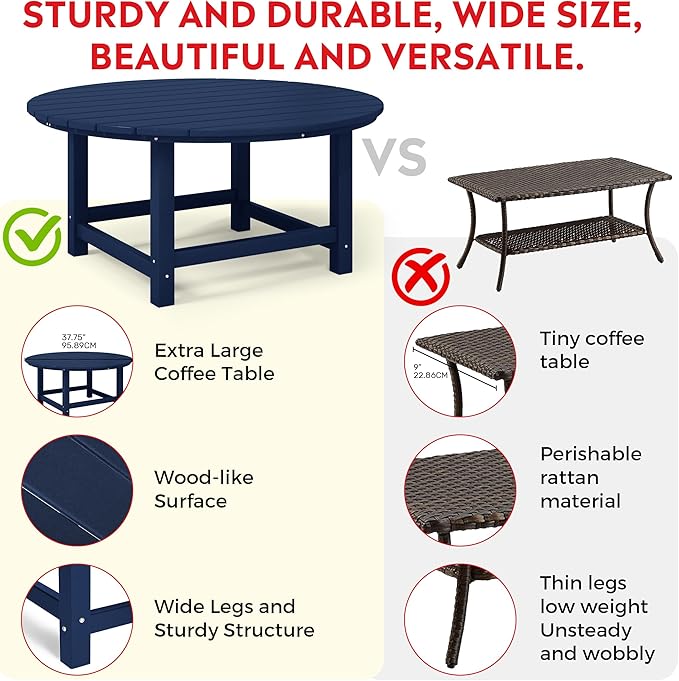 Costaelm Paradise Kids 5-Piece HDPE Outdoor Patio Round Dining Table and Chairs Set, Navy Blue