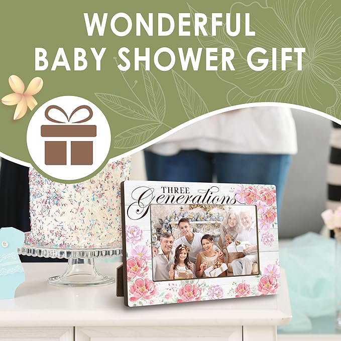 First Christmas Baby Picture Frame - Gender Reveal Decorations and Baby Shower Gifts for New Mom Grandparent Pregnancy Announcement Newborn Nursery 4 X 6 Inch Picture Frame Decor - A02