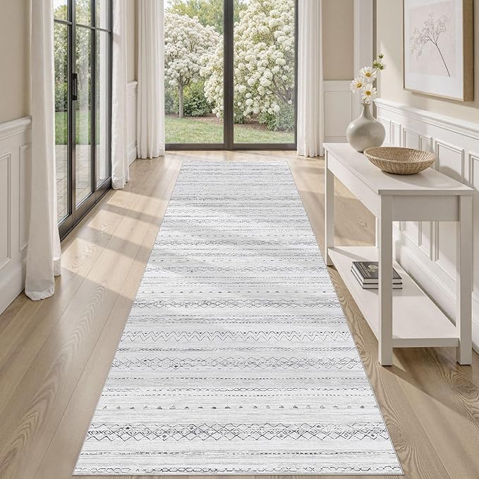 Area Rugs for Living Room Washable Living Room Rug Soft Neutral Indoor Floor Carpet Non-Slip Stain Resistant Modern Boho Rugs for Bedroom Dining Room Kids Room Nursery Office Home Grey
