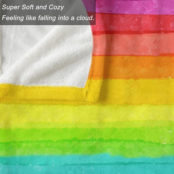 Ultra Soft Fleece Blanket- Lightweight & Warm Throw Blanket for Couch, Cozy Plush Sherpa Blanket for Adults Kids, Durable & Easy Care (Rainbow, 50x60 in)
