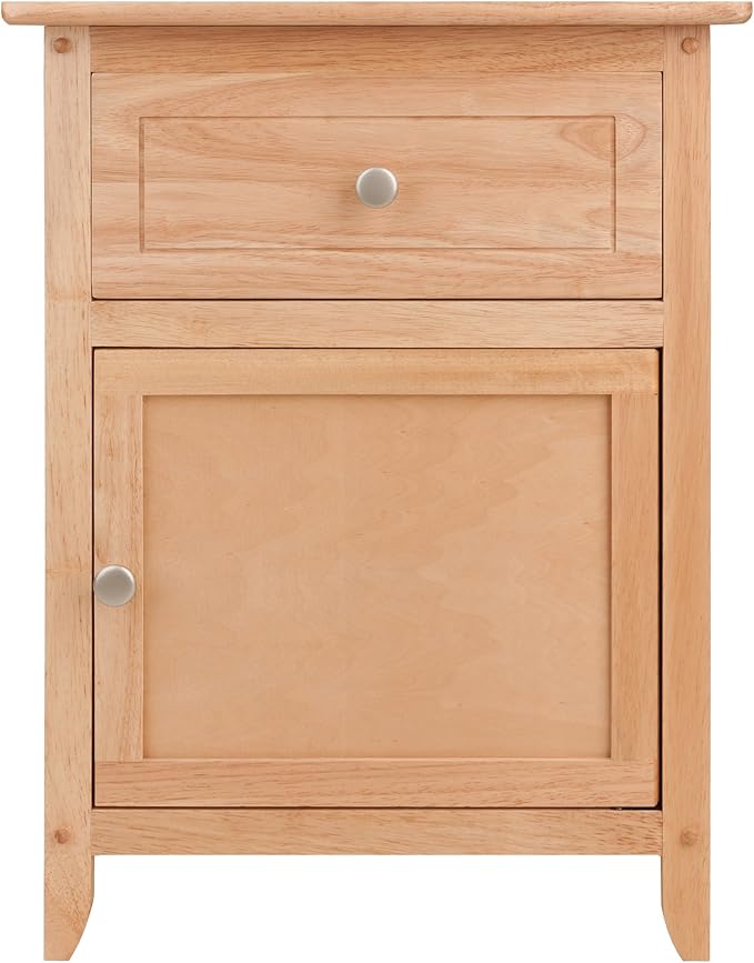 Multifunctional Wood End Table: Versatile Design, Natural Finish, Satin Nickel Knobs