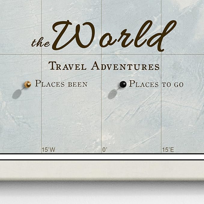 Canvas World Map with Cork Pin Board - English Lettering - Decorative Wall Decoration for All Rooms - Canvas Pictures with World Map Motif (90x60 cm, Pattern 14)