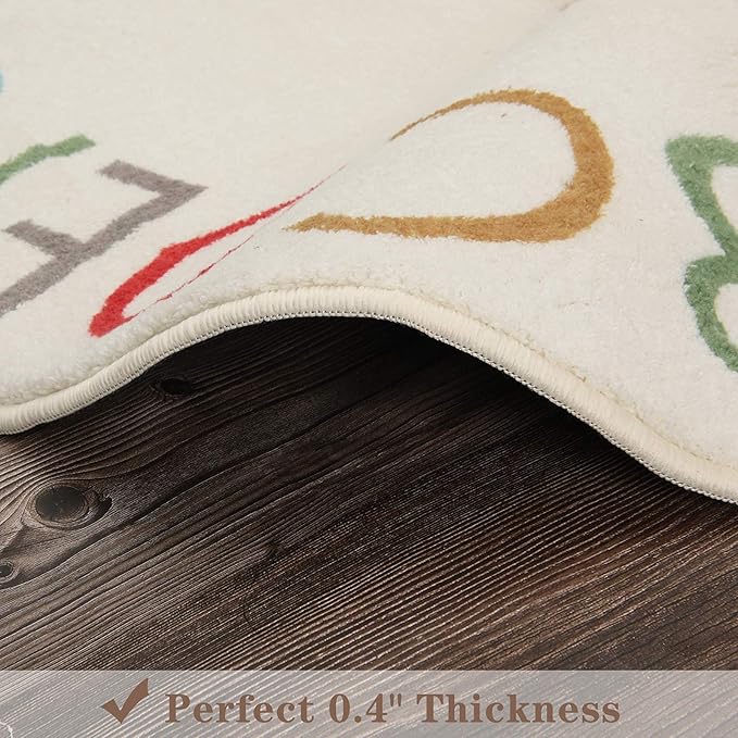 Topotdor Rainbow Round Kids Play Rug Alphabet Nursery Area Rug Extra Large Soft Crawling Play Mat for Children Toddlers Bedroom (47 inch, Multi Color)