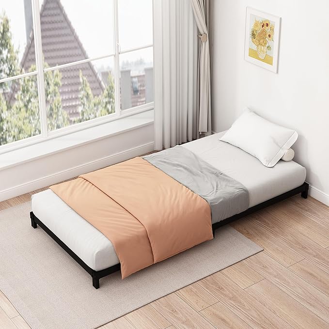 5 Inch Low Twin XL Bed Frames Heavy Duty Metal Platform, No Box Spring Needed, Easy Assembly Mattress Foundation, No Noise, Black