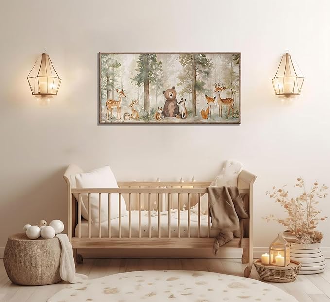 Woodland Animal Nursery Canvas Wall Art Wild Animals Forest Paintings Pictures Wall Decor Fox Bear Deer Watercolor Poster Print Artwork for Boys Room Girls Room Home Decoration （Unframed）