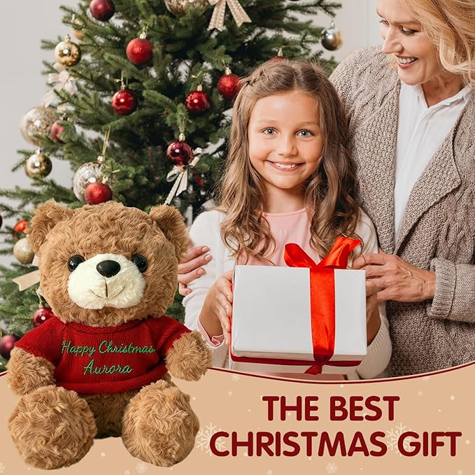 Personalized Teddy Bear with Name 13", Customized Stuffed Animal Gift for Girls Boys, Valentine's Day, Christmas, Birthday Gift for Kids, Couples