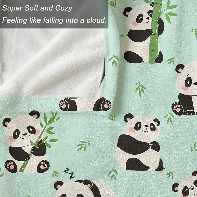 Ultra Soft Fleece Blanket- Lightweight & Warm Throw Blanket for Couch, Cozy Plush Sherpa Blanket for Adults Kids, Durable & Easy Care (Panda, 50x60 in)
